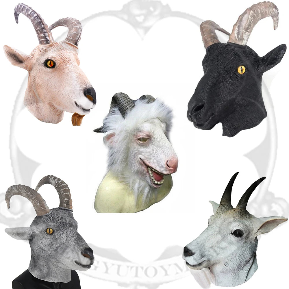 Goat Head Halloween Latex Full Overhead Mask