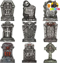 9-Pack Tombstone Halloween Decorations with Metal Stakes