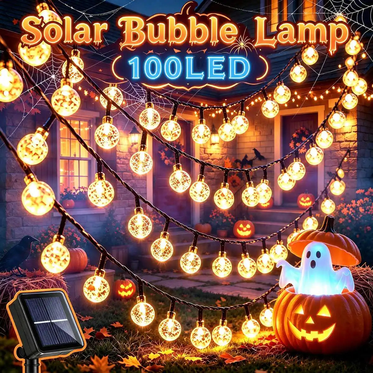 Solar LED Halloween Bubble Fairy String Lights, 100-Count
