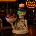 Skeleton Figurine Halloween Candle Holder with Storage Bowl