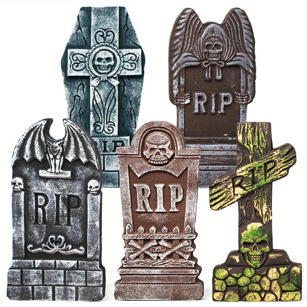 17 In Foam RIP Tombstone Halloween Decoration with Metal Stakes