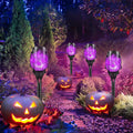 4-Pack Purple Skeleton Solar Torch Lights, Halloween Pathway Decor