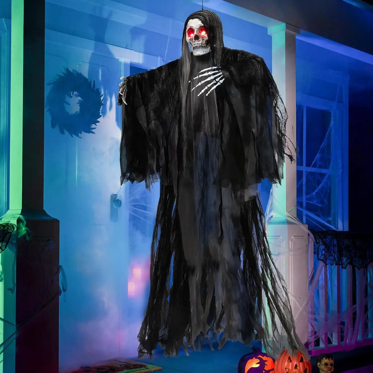 59 In Animated Hanging Grim Reaper Halloween Prop with Sound