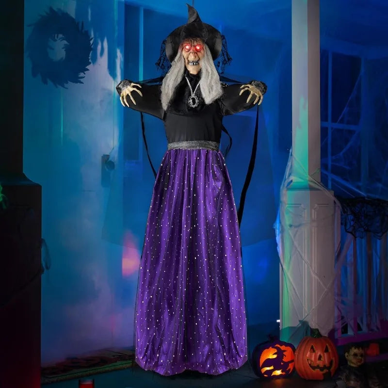 47 In Animated Witch Halloween Decor with Sound, LED Eyes