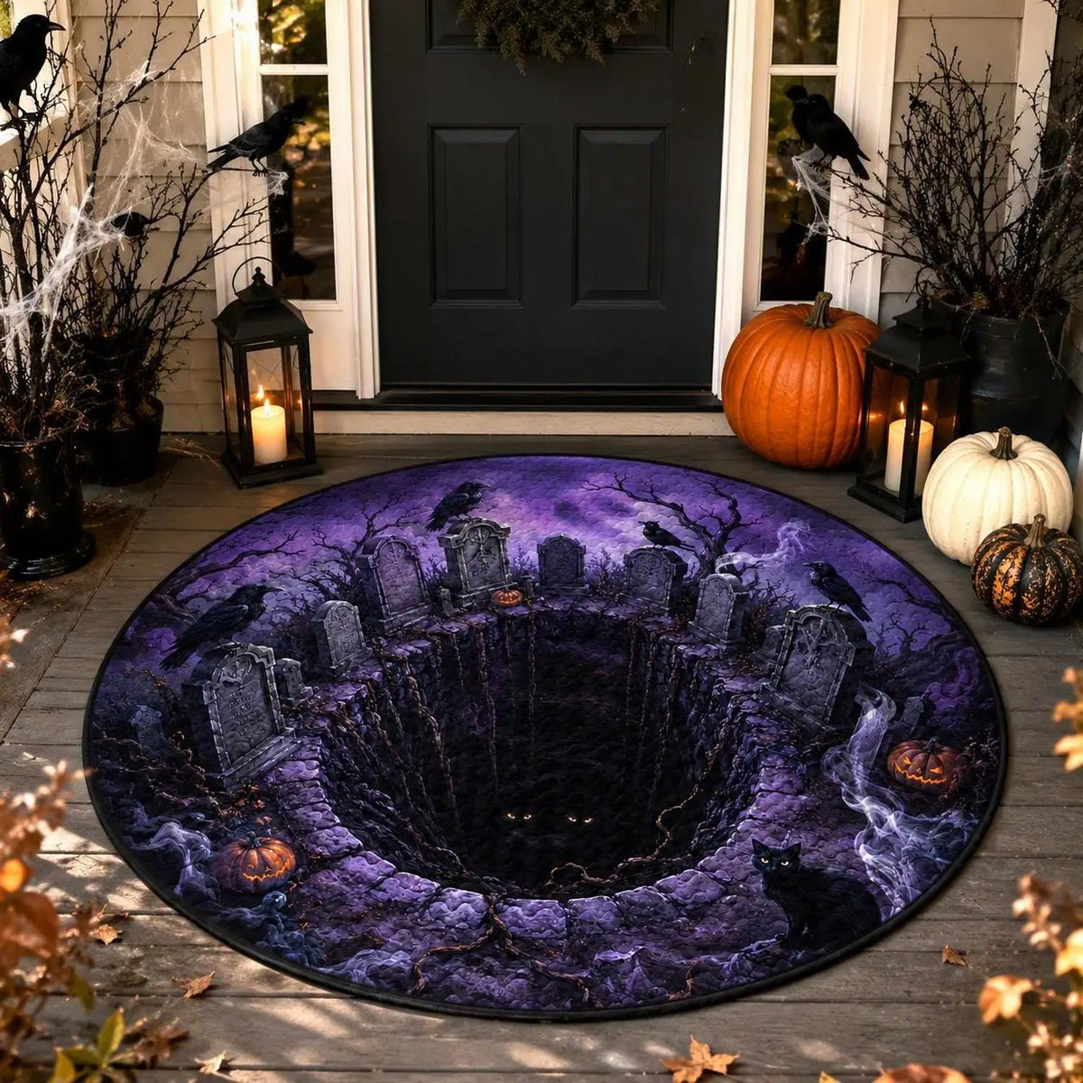 Gothic Graveyard Halloween Round Mat