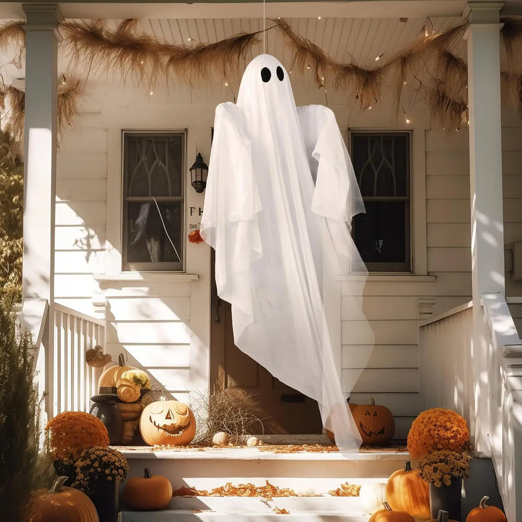 47 In Hanging Ghost Halloween Decoration with White LED, US Stock