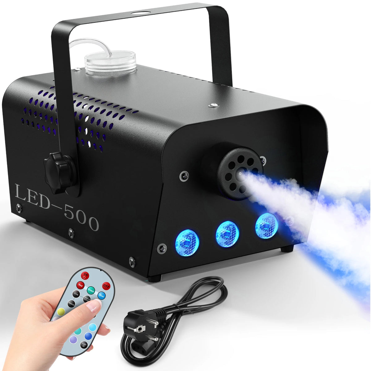 500W Fog Machine with RGB LED and Remote Control for Halloween, US Stock